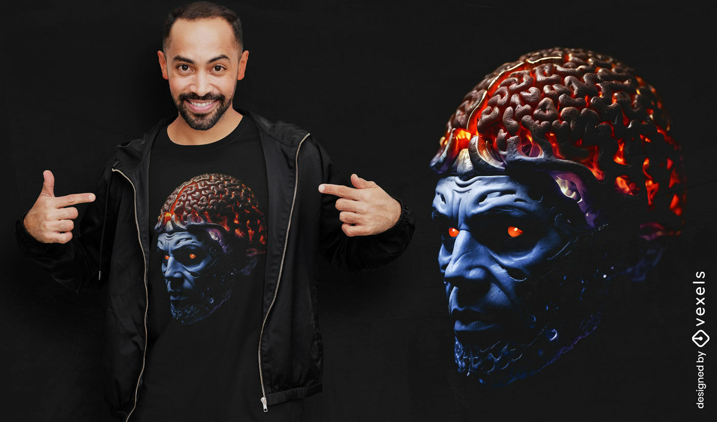 Diseño de camiseta de cerebro ardiente.