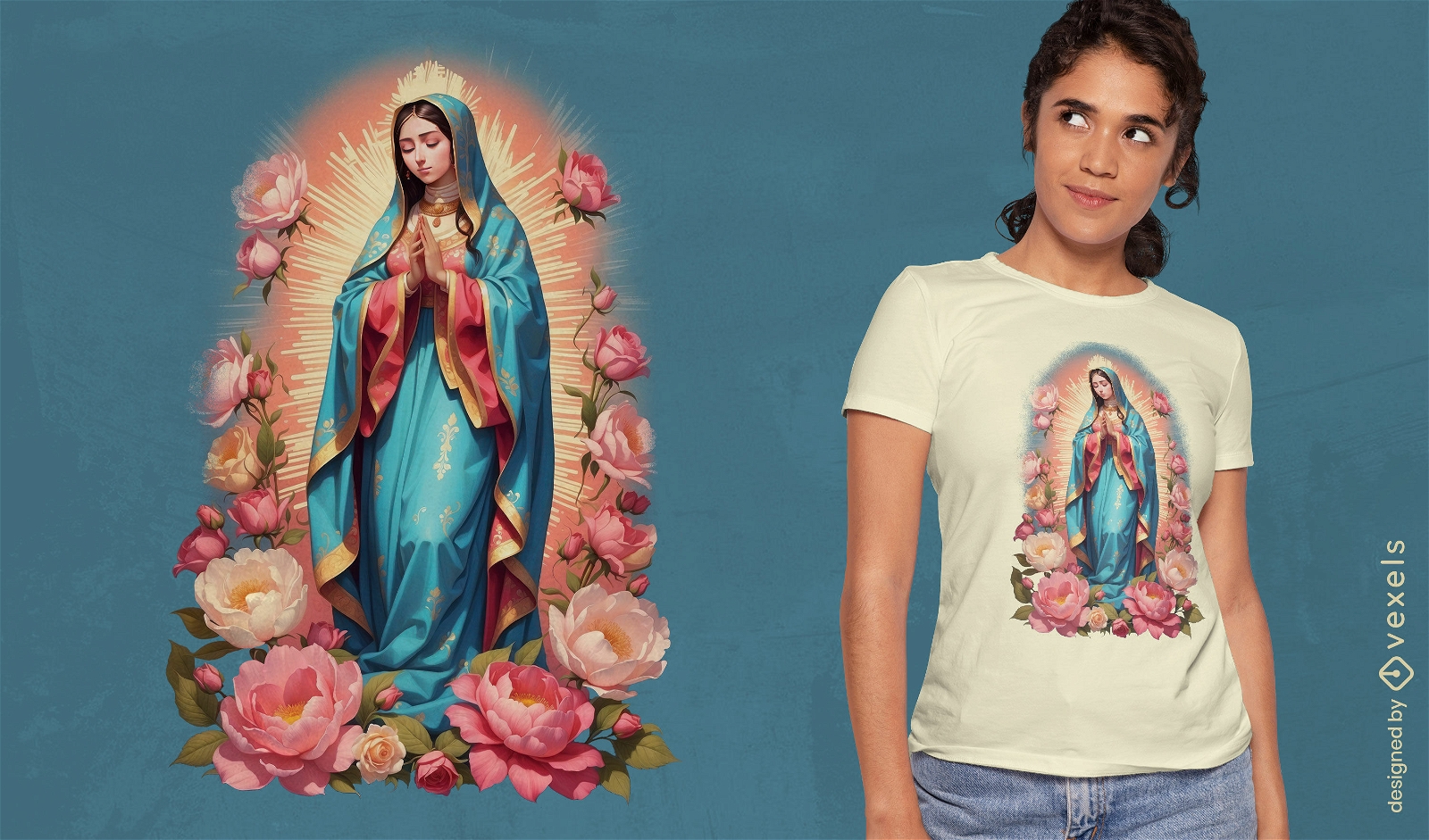 Diseño de camiseta Virgen de Guadalupe.
