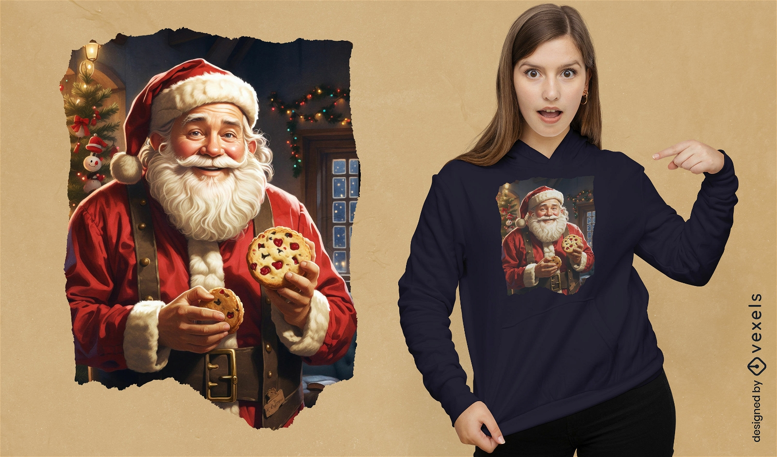 Santa with cookies t-shirt design