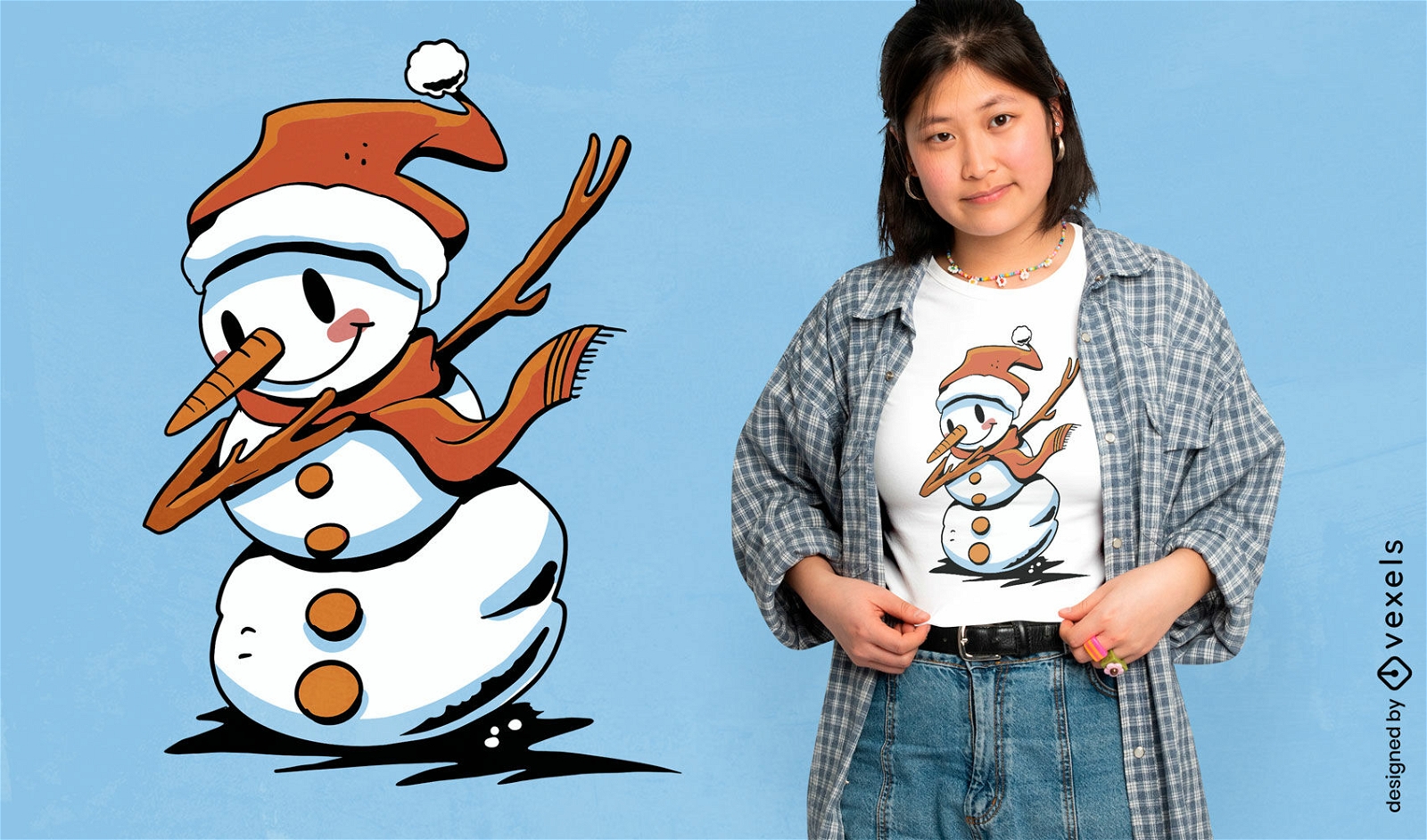 Diseño de camiseta de muñeco de nieve Dabbing.