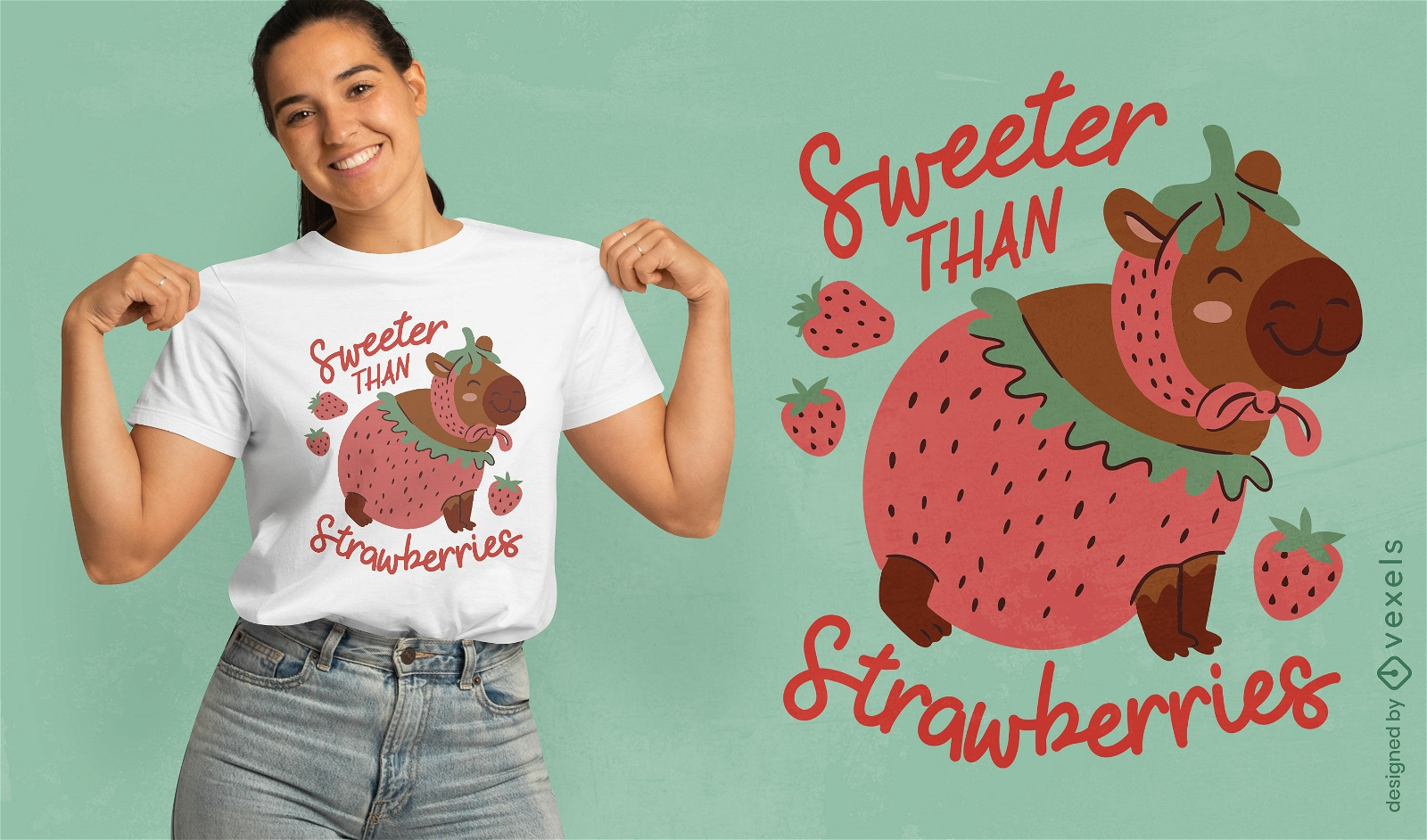 Strawberry sweet capybara t-shirt design