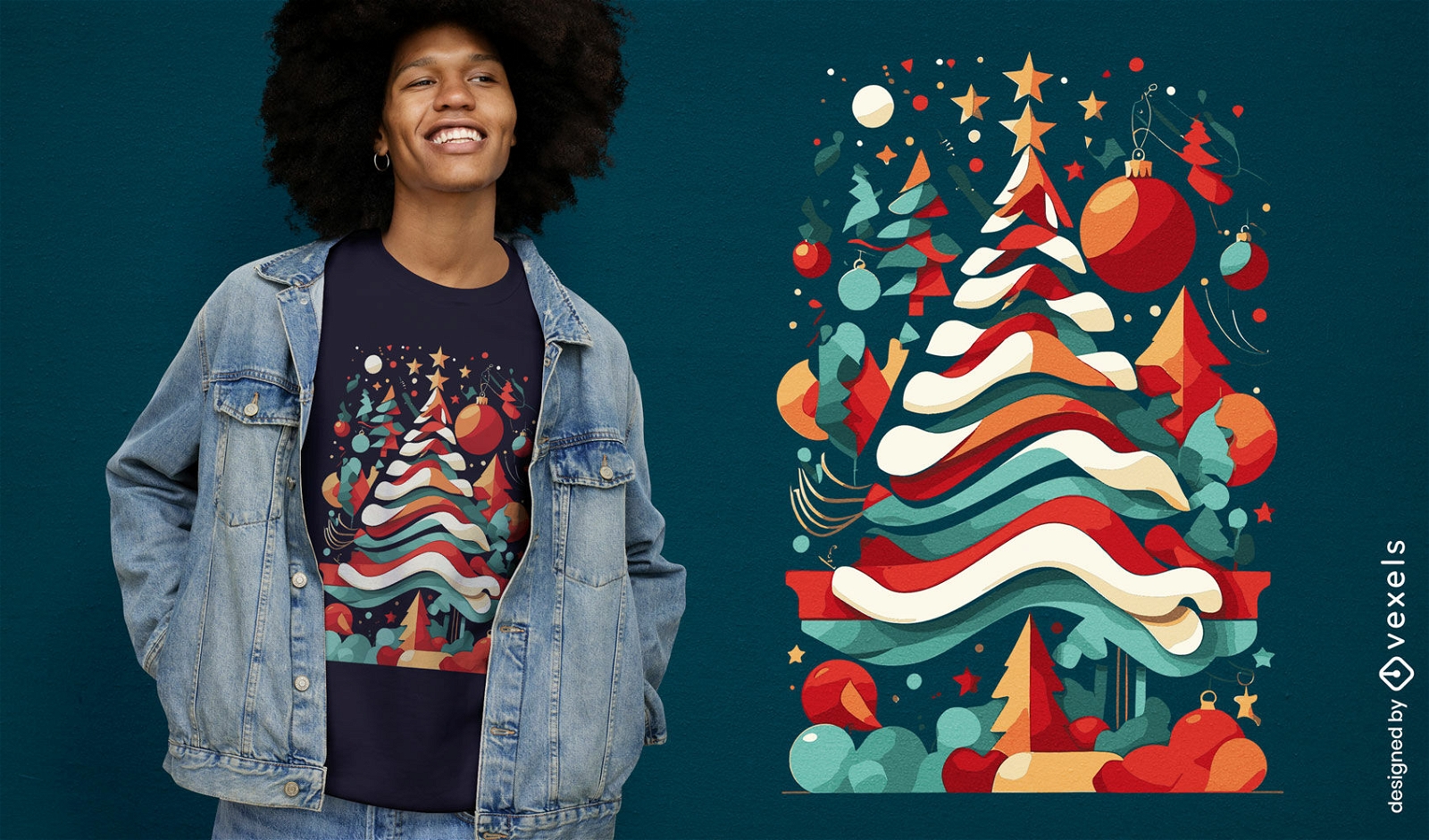 Diseño de camiseta abstracta de árbol de Navidad.