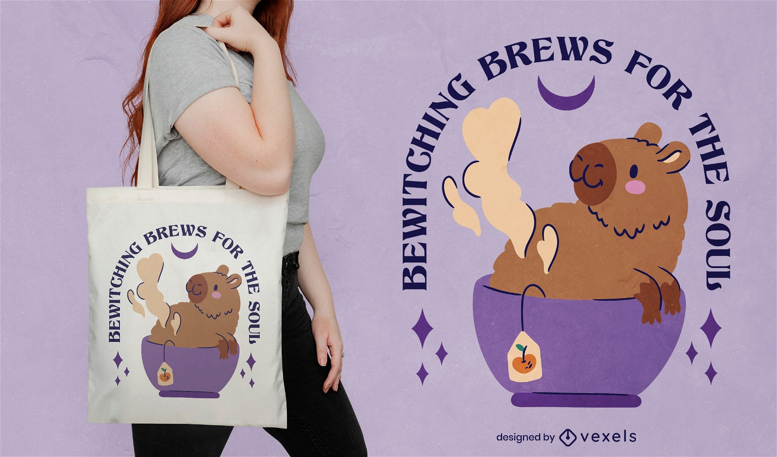 Magical brew capybara tote bag design