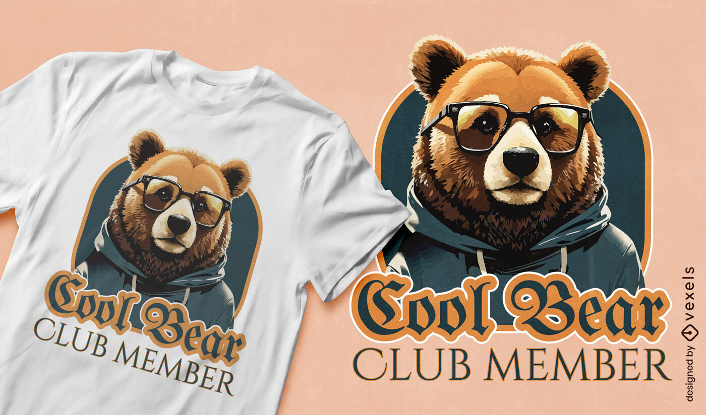 Diseño de camiseta de miembro del club de osos geniales.