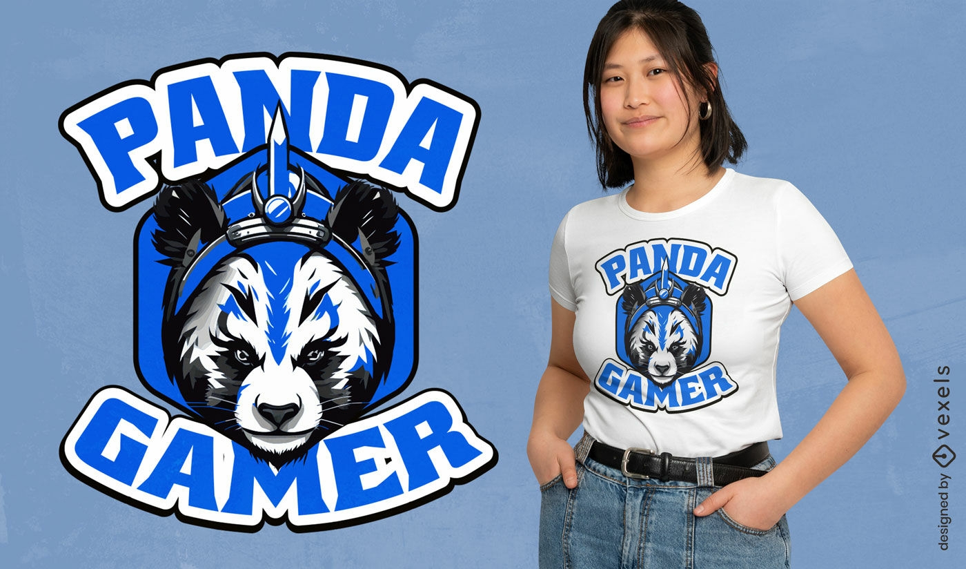 T-Shirt-Design mit Panda-Gamer-Logo