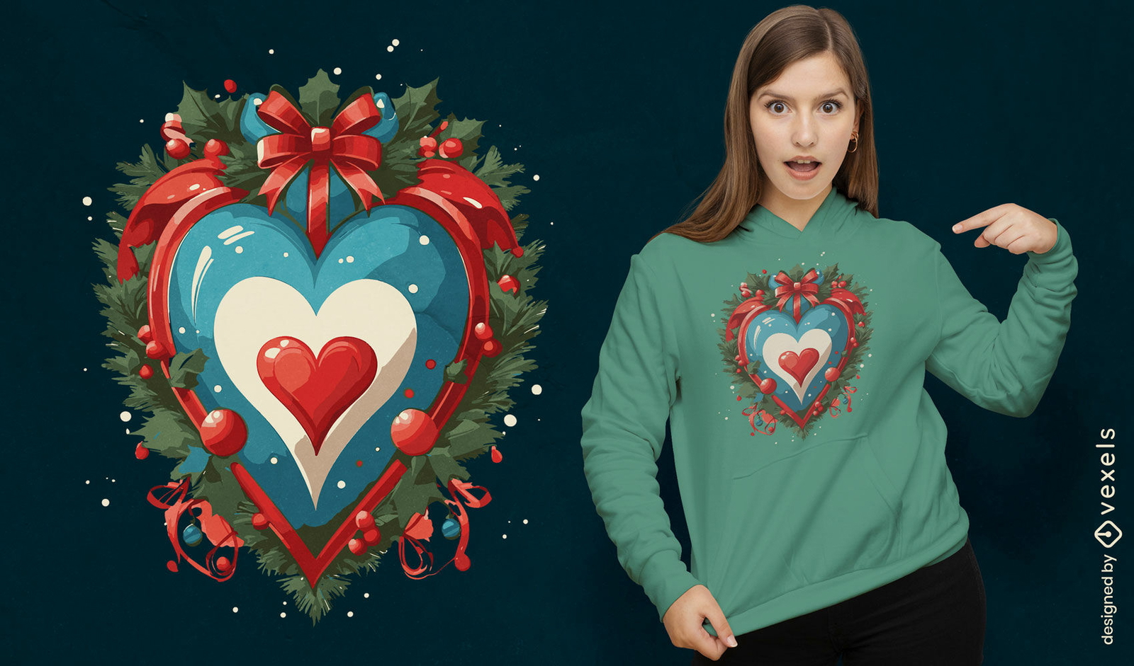 Diseño de camiseta con espíritu navideño sincero.