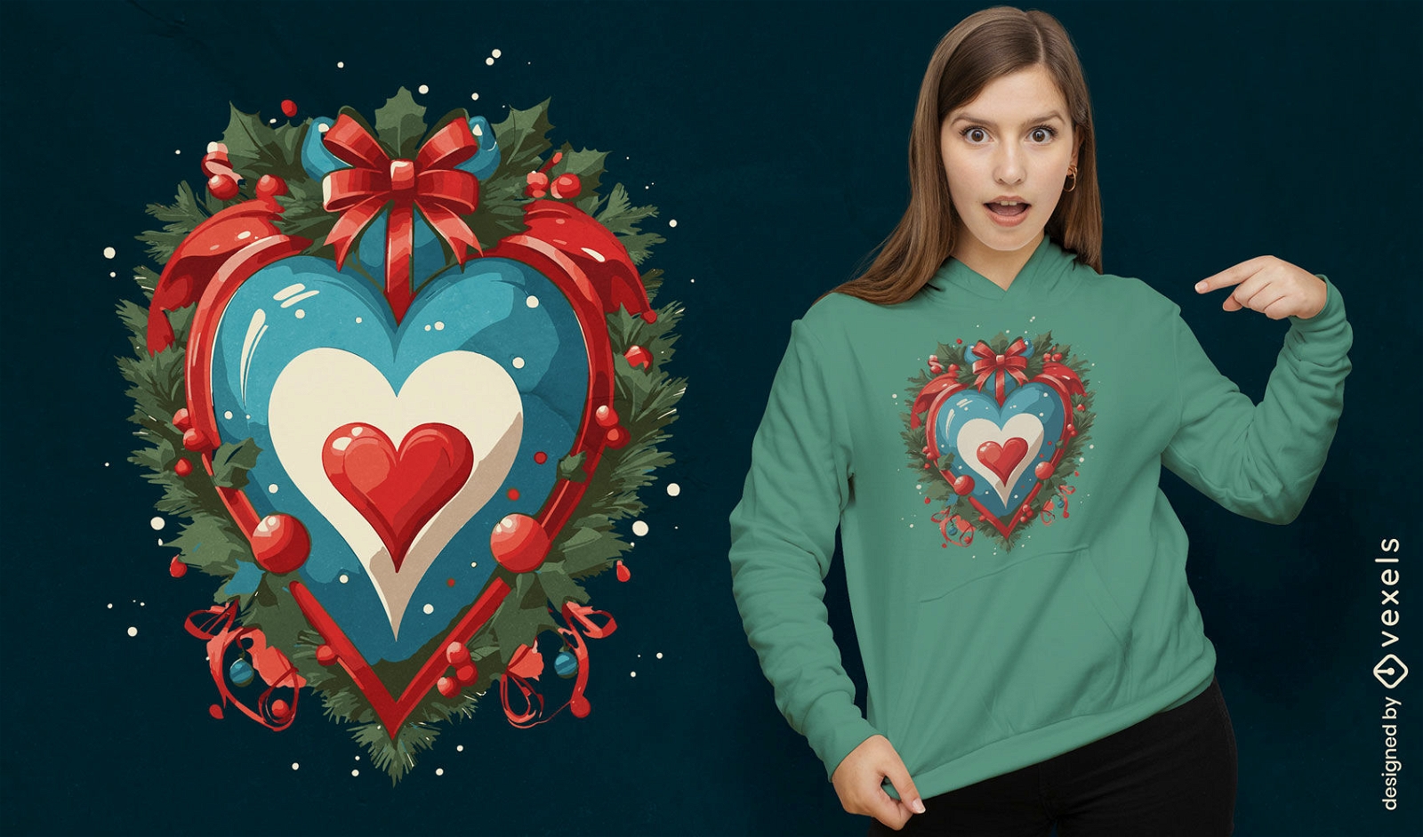 Herzliches T-Shirt-Design mit Weihnachtsstimmung
