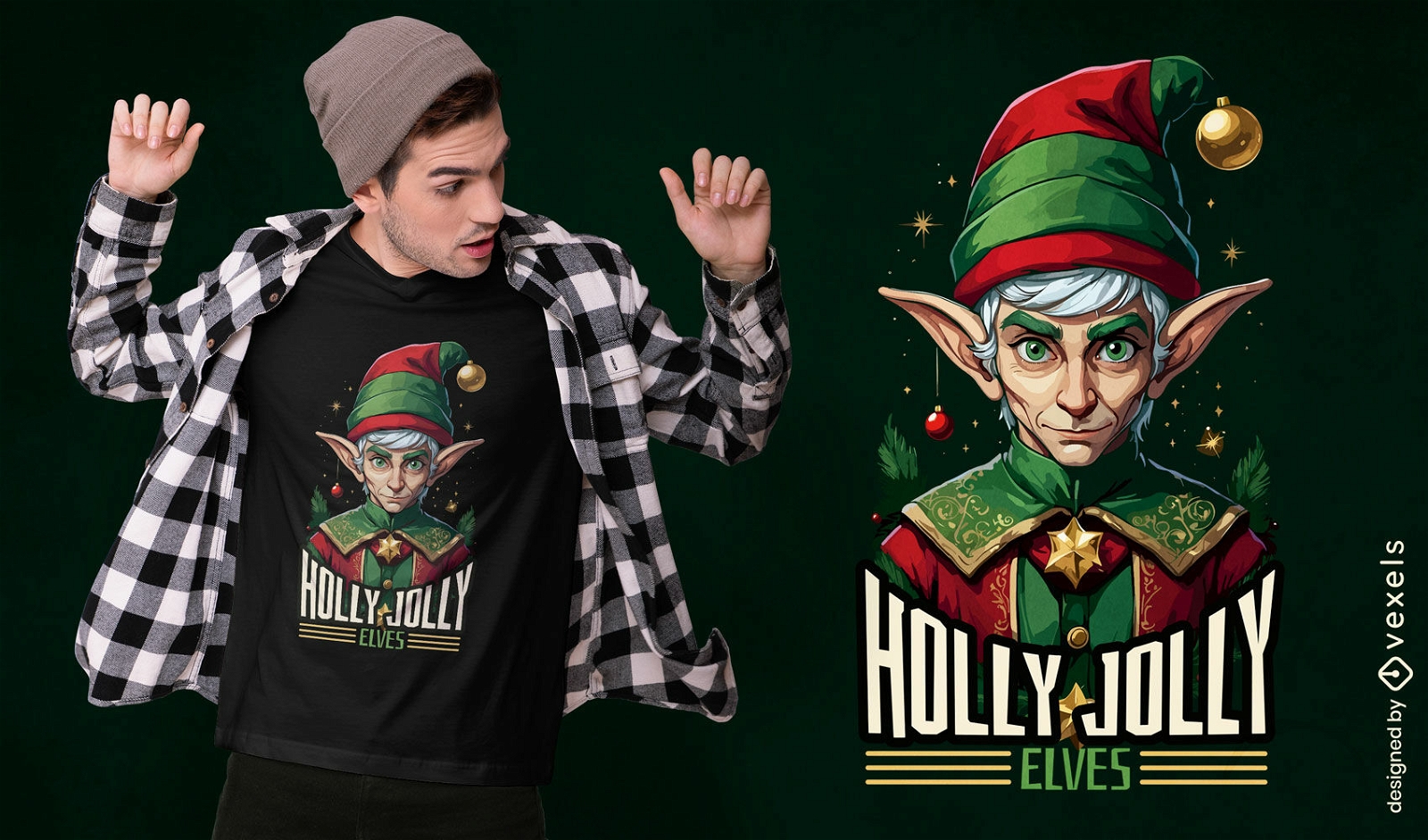 Design de camiseta Holly Jolly Elves
