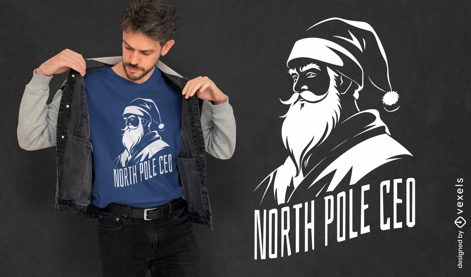 Design de camiseta de feriado do Papai Noel como CEO