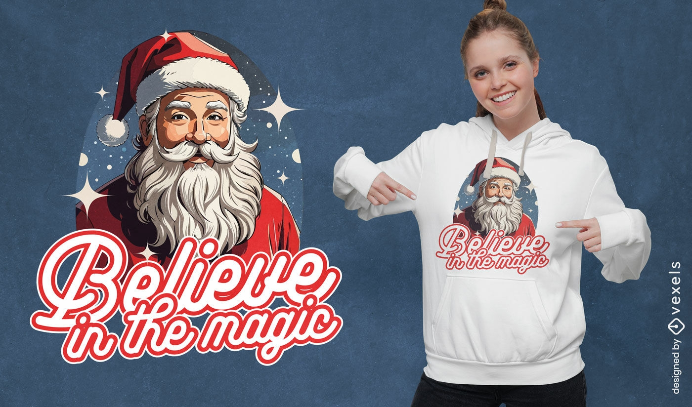 Glauben Sie an das magische Weihnachtsmann-T-Shirt-Design