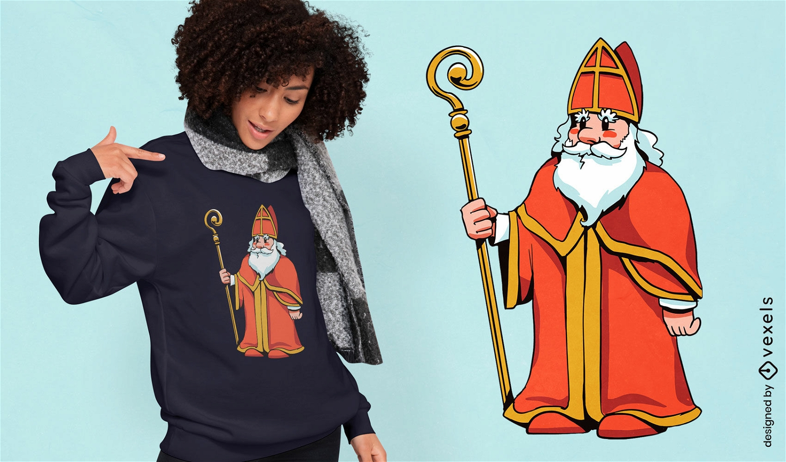 Cartoon-T-Shirt-Design des Heiligen Nikolaus