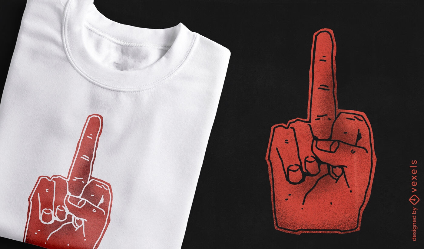 Diseño de camiseta grunge con dedo medio.