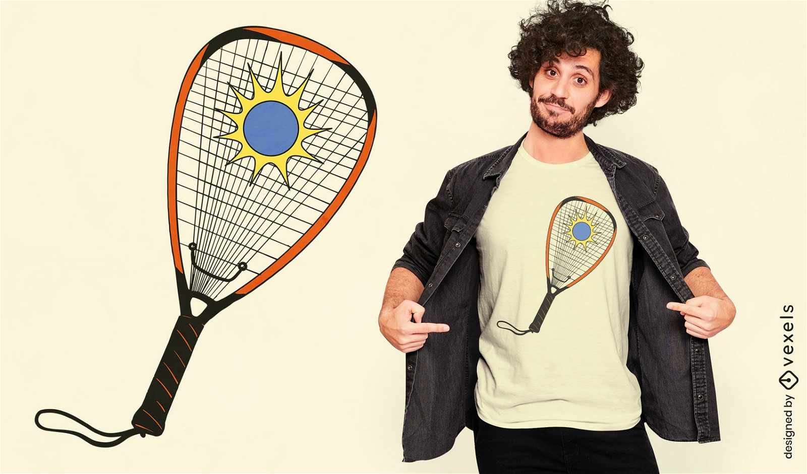 Hit of squash racket t-shirt design