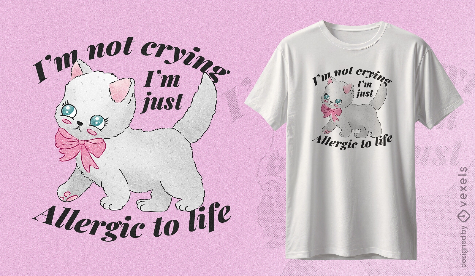 Allergic to life cat t-shirt design
