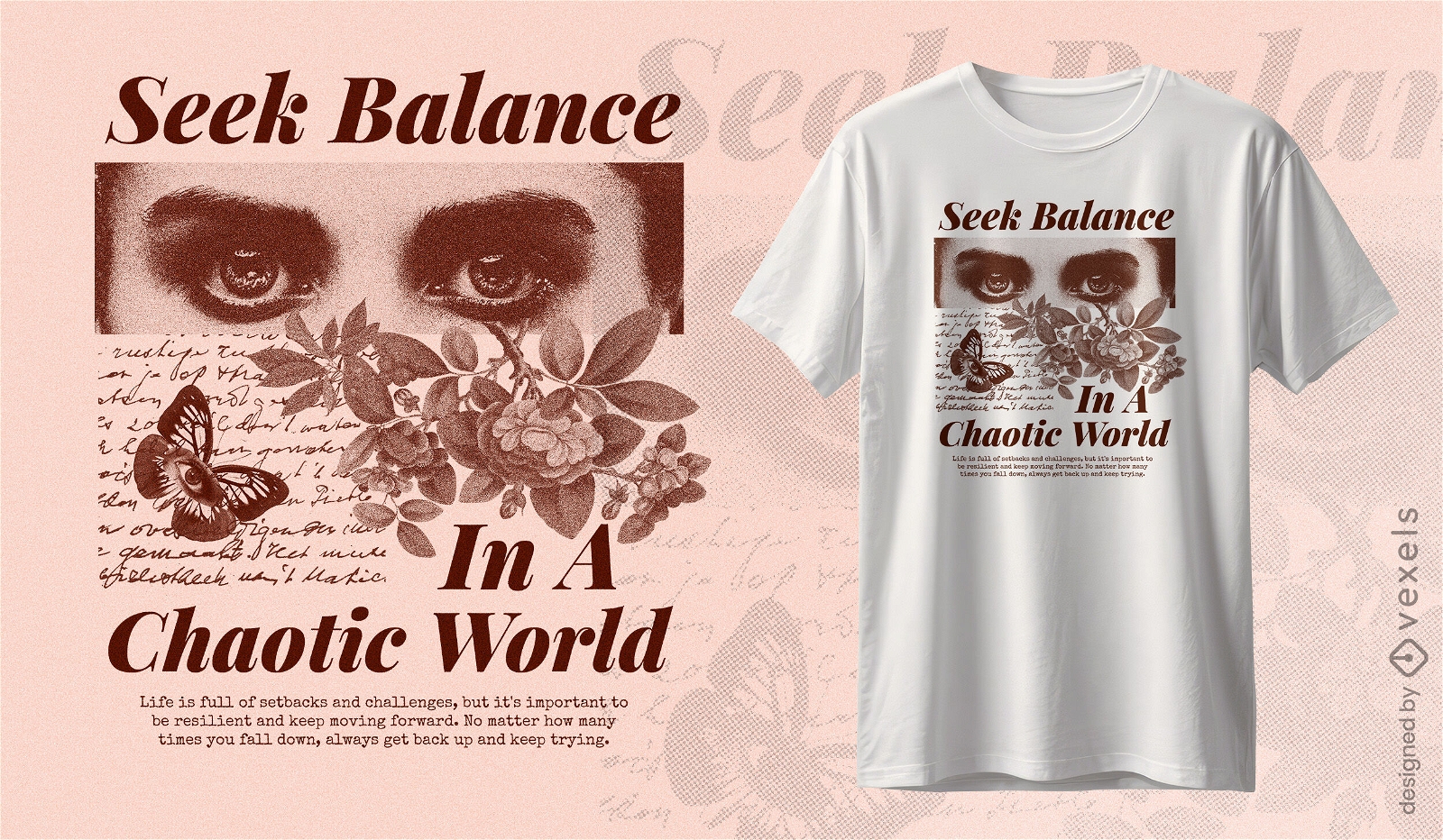 Busca el equilibrio en un dise?o de camiseta mundial ca?tico.