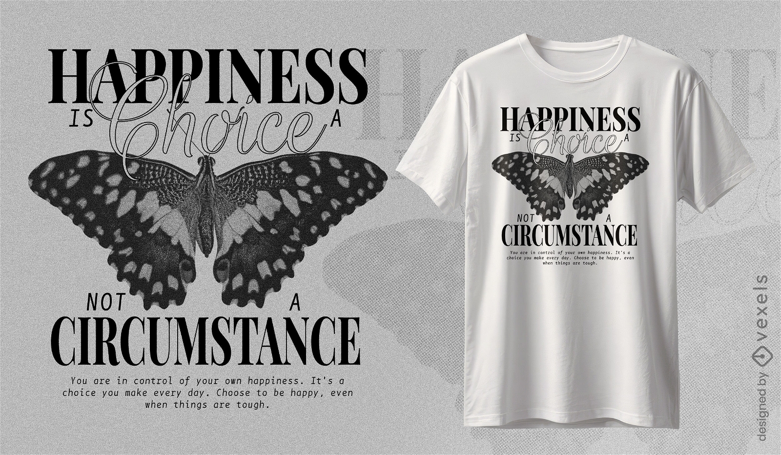 Butterfly happiness choice t-shirt design