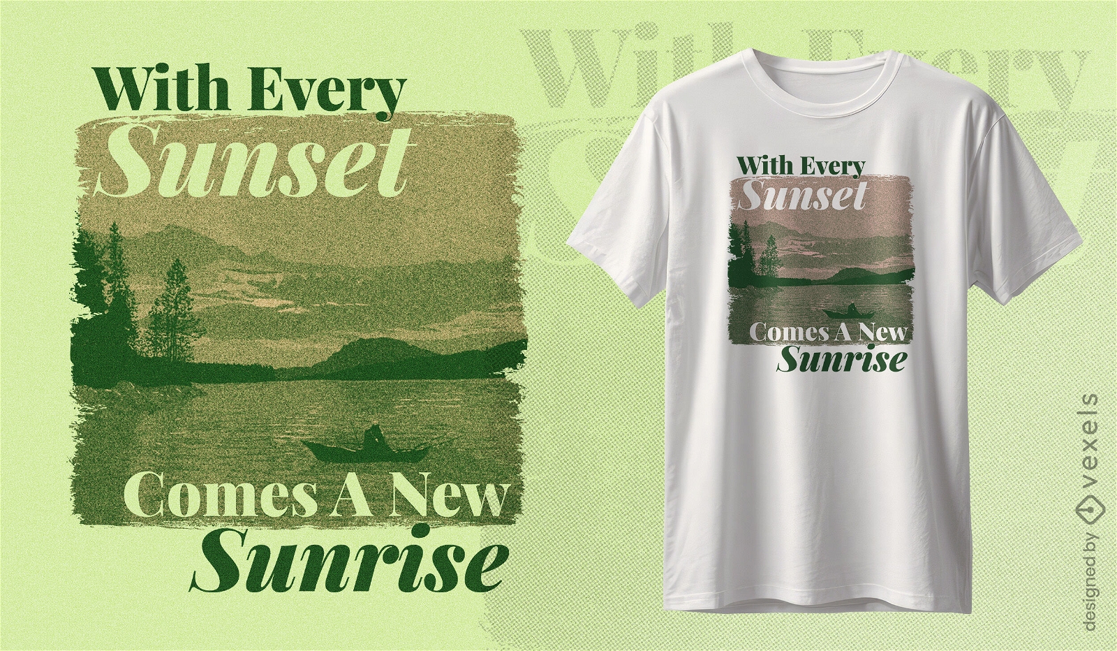 T-Shirt-Design mit Zitat von Sonnenuntergang und Sonnenaufgang