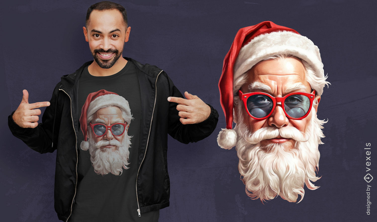 Hipster Santa Claus t-shirt design