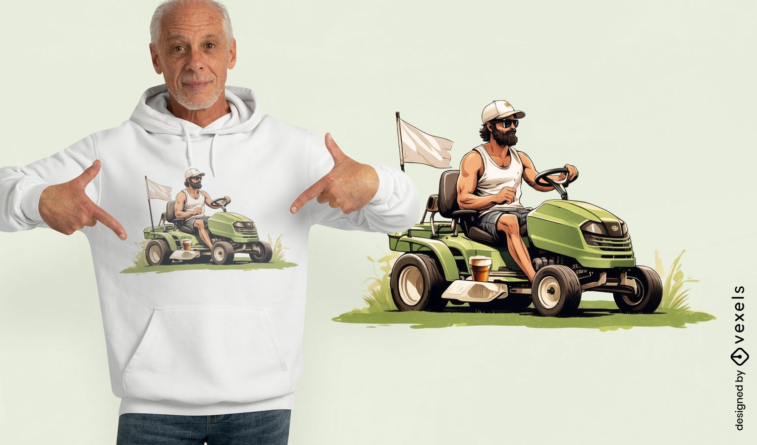 Lawn mowing man t-shirt design