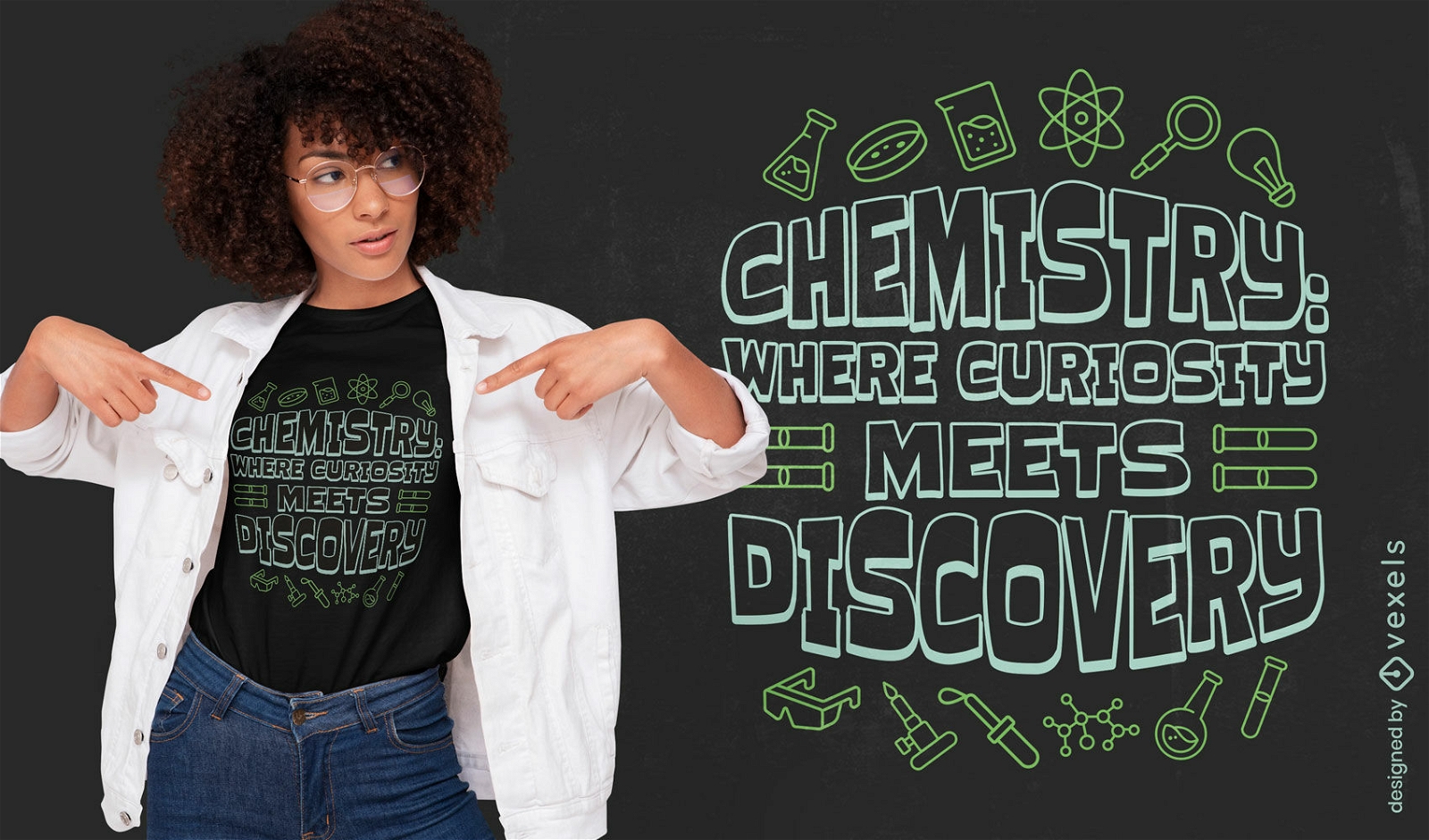 Diseño de camiseta de descubrimiento de química.