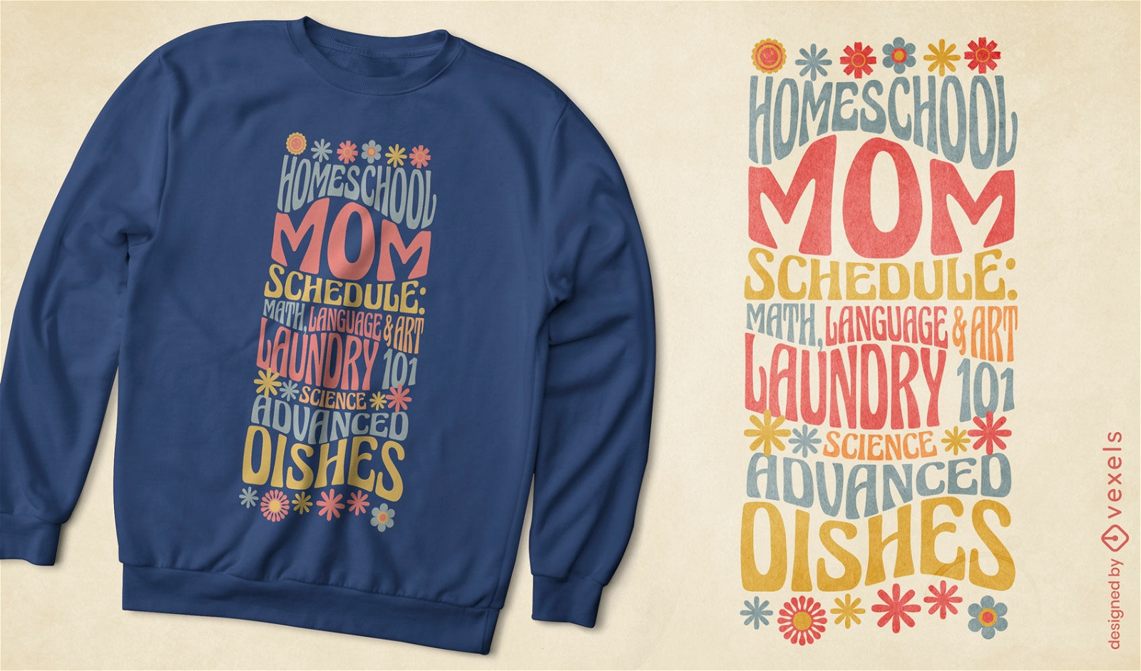 Diseño de camiseta con horario de mamá de educación en casa.
