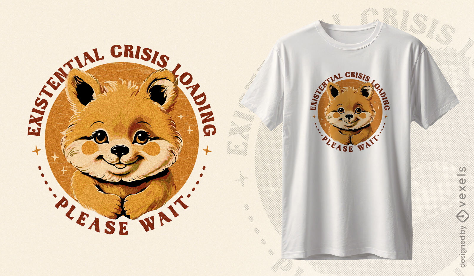 Diseño de camiseta de crisis existencial de panda rojo.