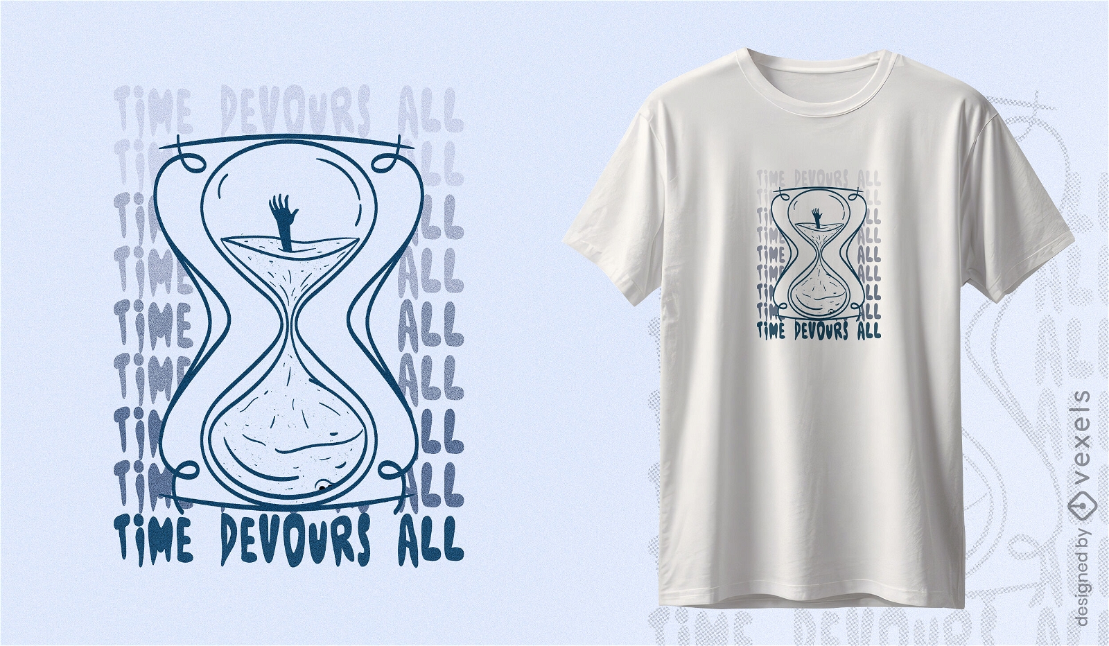 Diseño de camiseta de concepto de tiempo de reloj de arena.