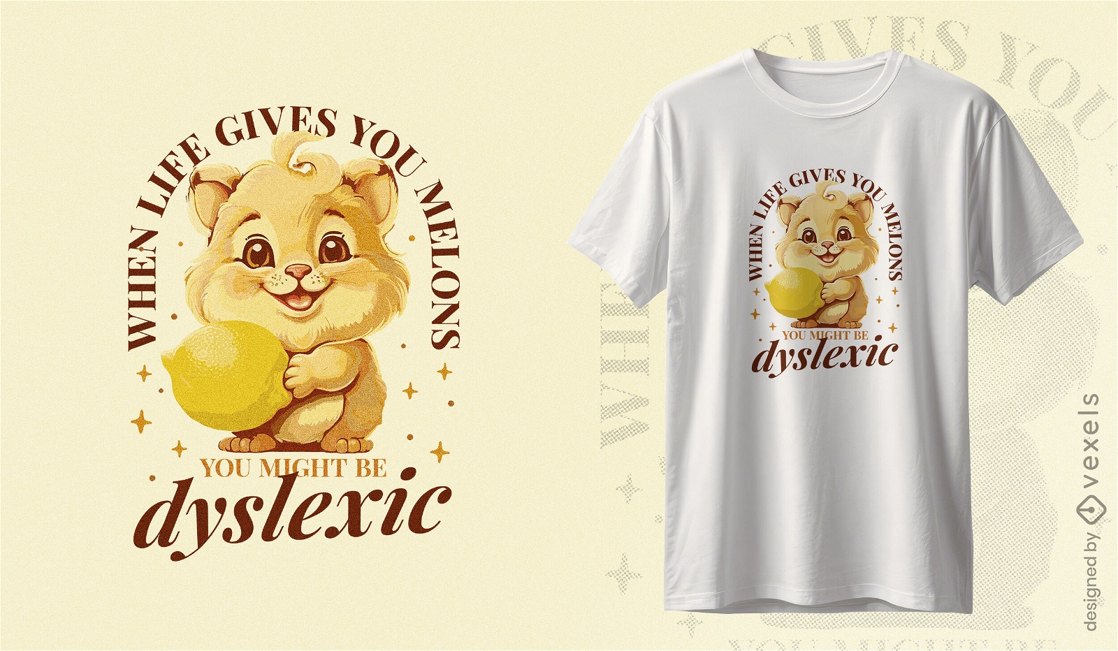 Lemon dyslexic wordplay t-shirt design