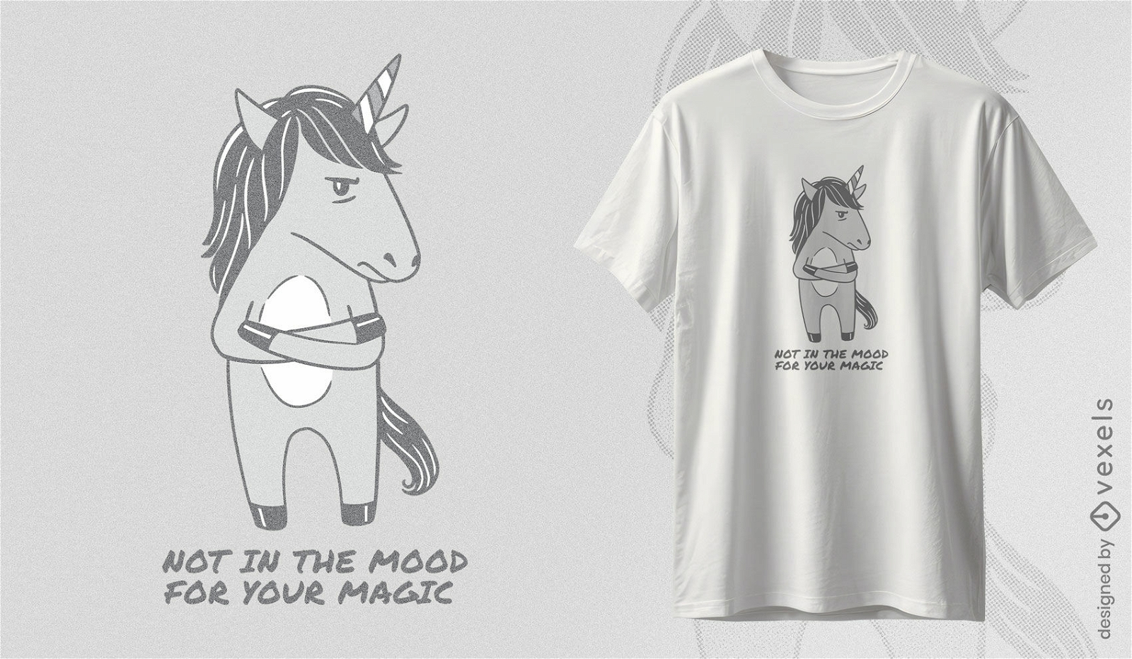 Diseño de camiseta de humor unicornio.