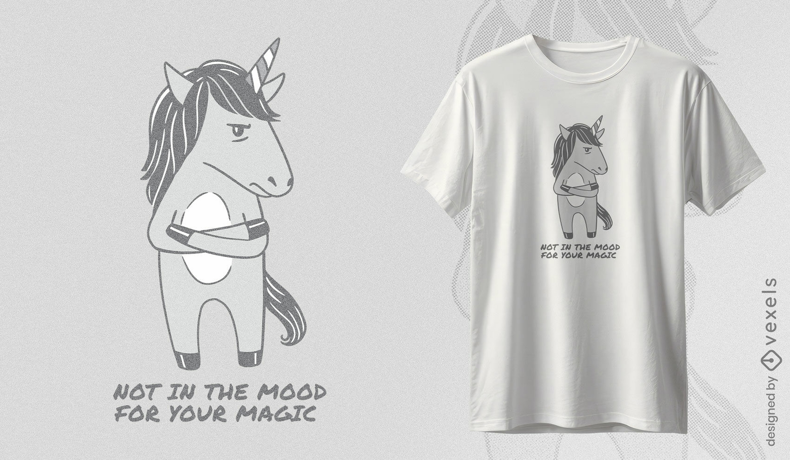 Diseño de camiseta de humor unicornio.