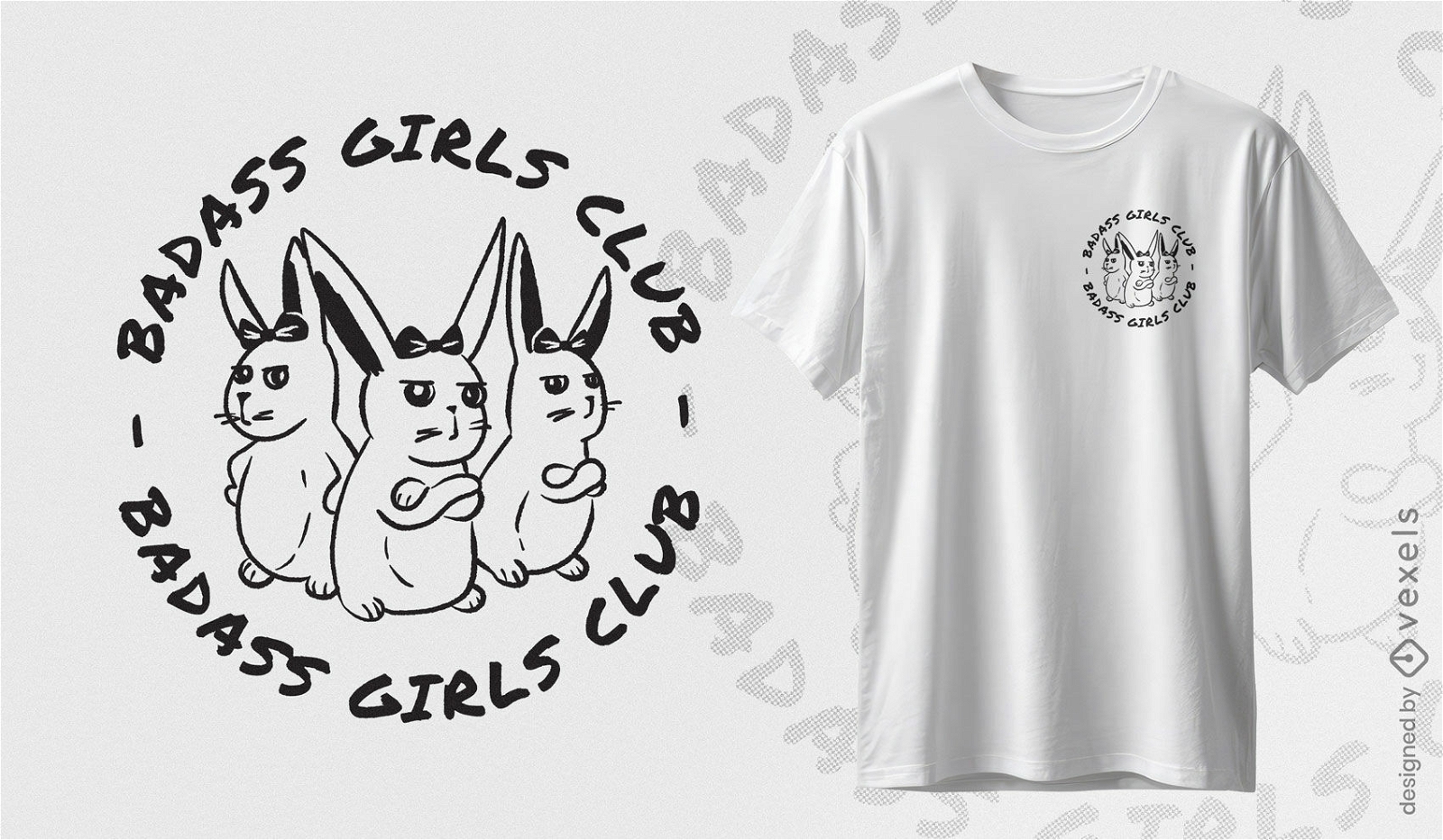 Diseño de camiseta de conejitas del club de chicas rudos.