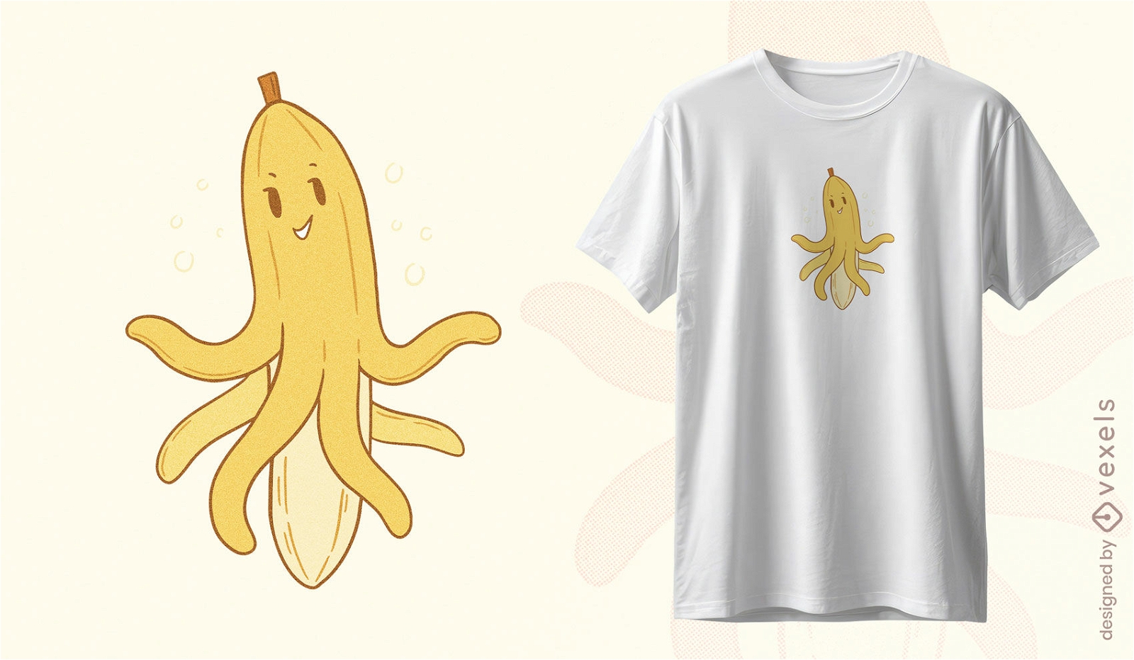 Diseño de camiseta de personaje de plátano feliz.