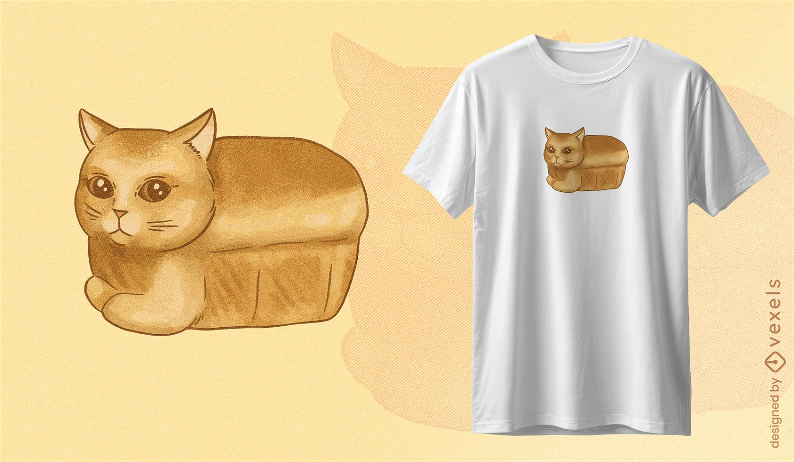 Diseño de camiseta de gato pan.