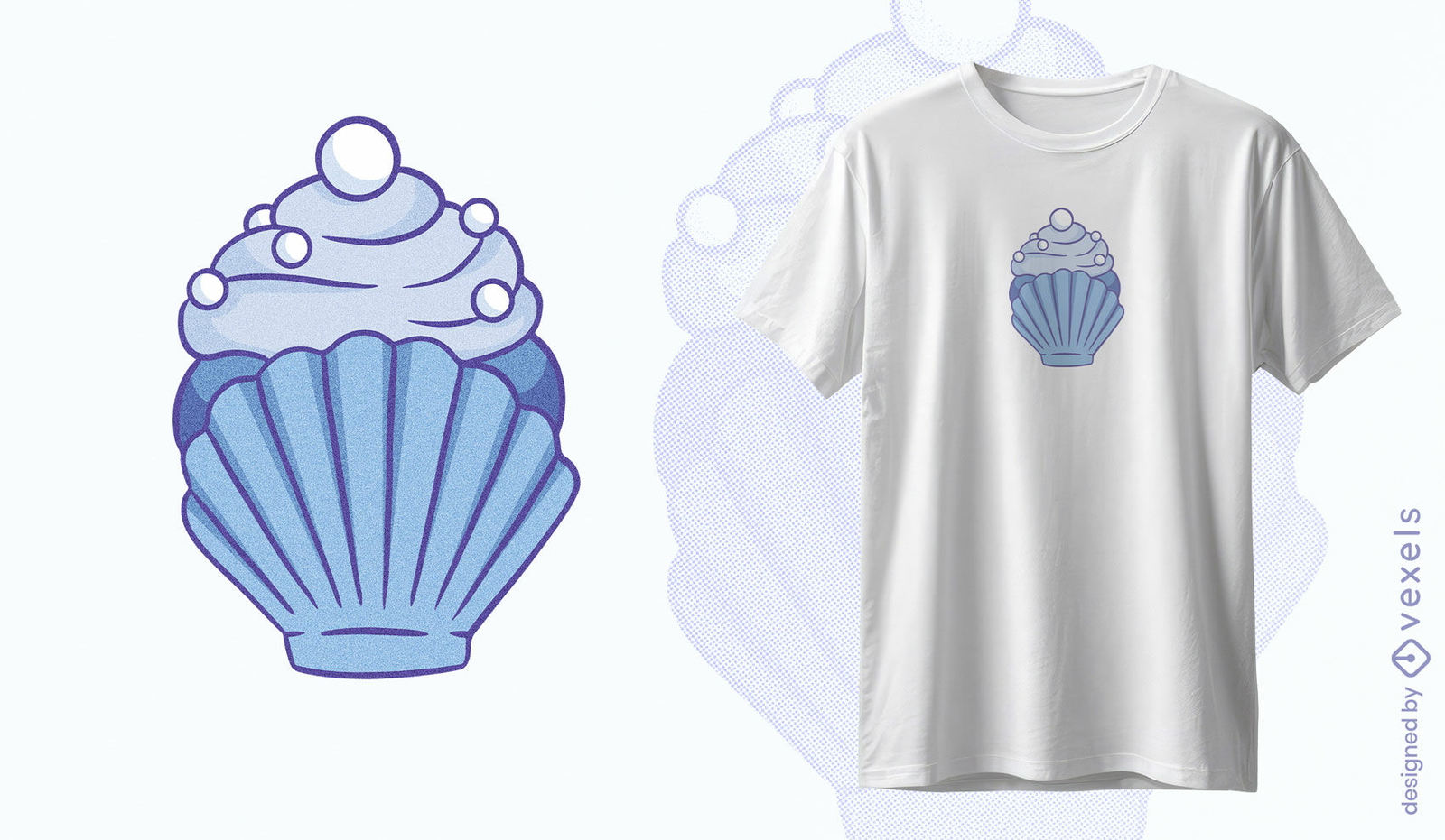 Diseño de camiseta de cupcake de almeja.