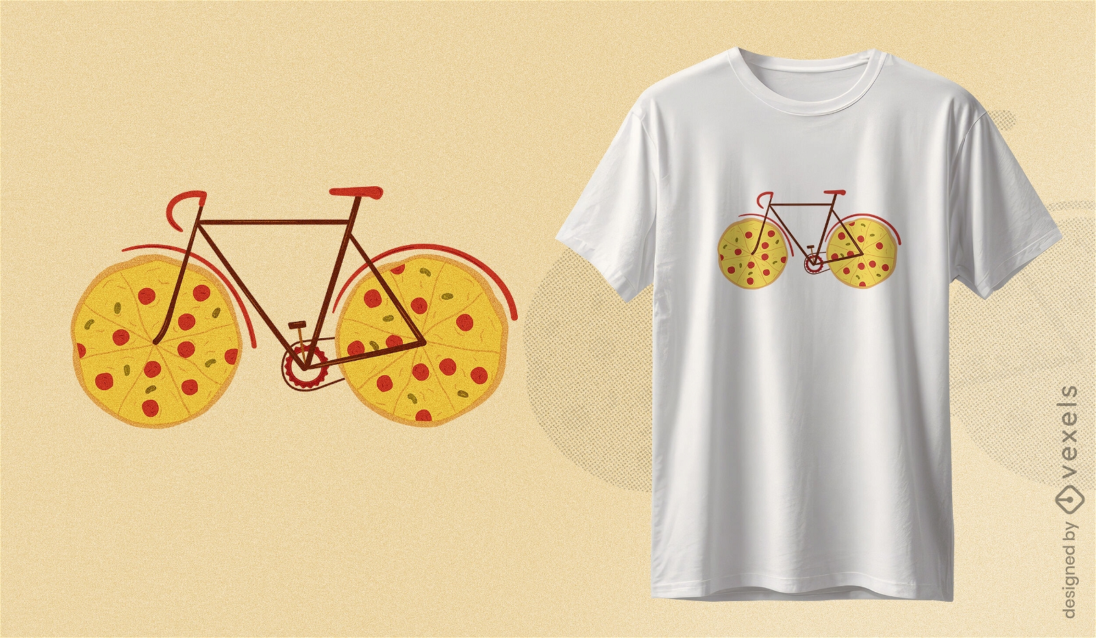 Design de camiseta de bicicleta para pizza
