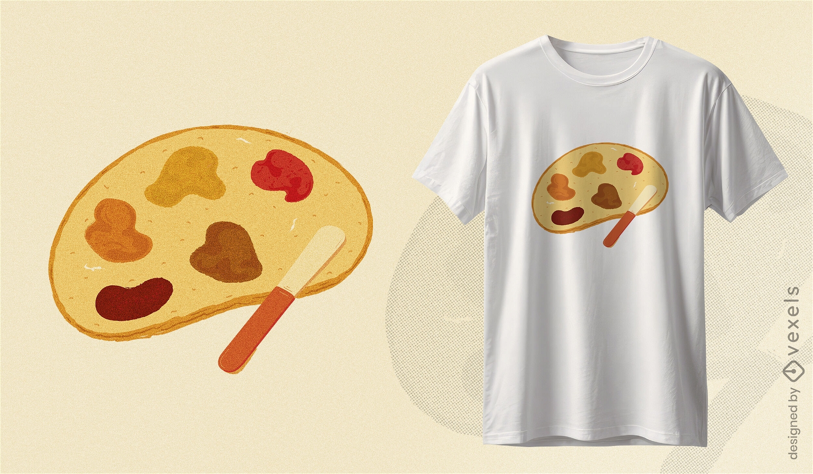 Design artístico de camiseta com paleta de pão