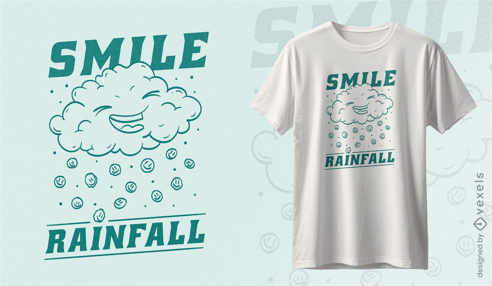 Design de camiseta com chuva sorridente
