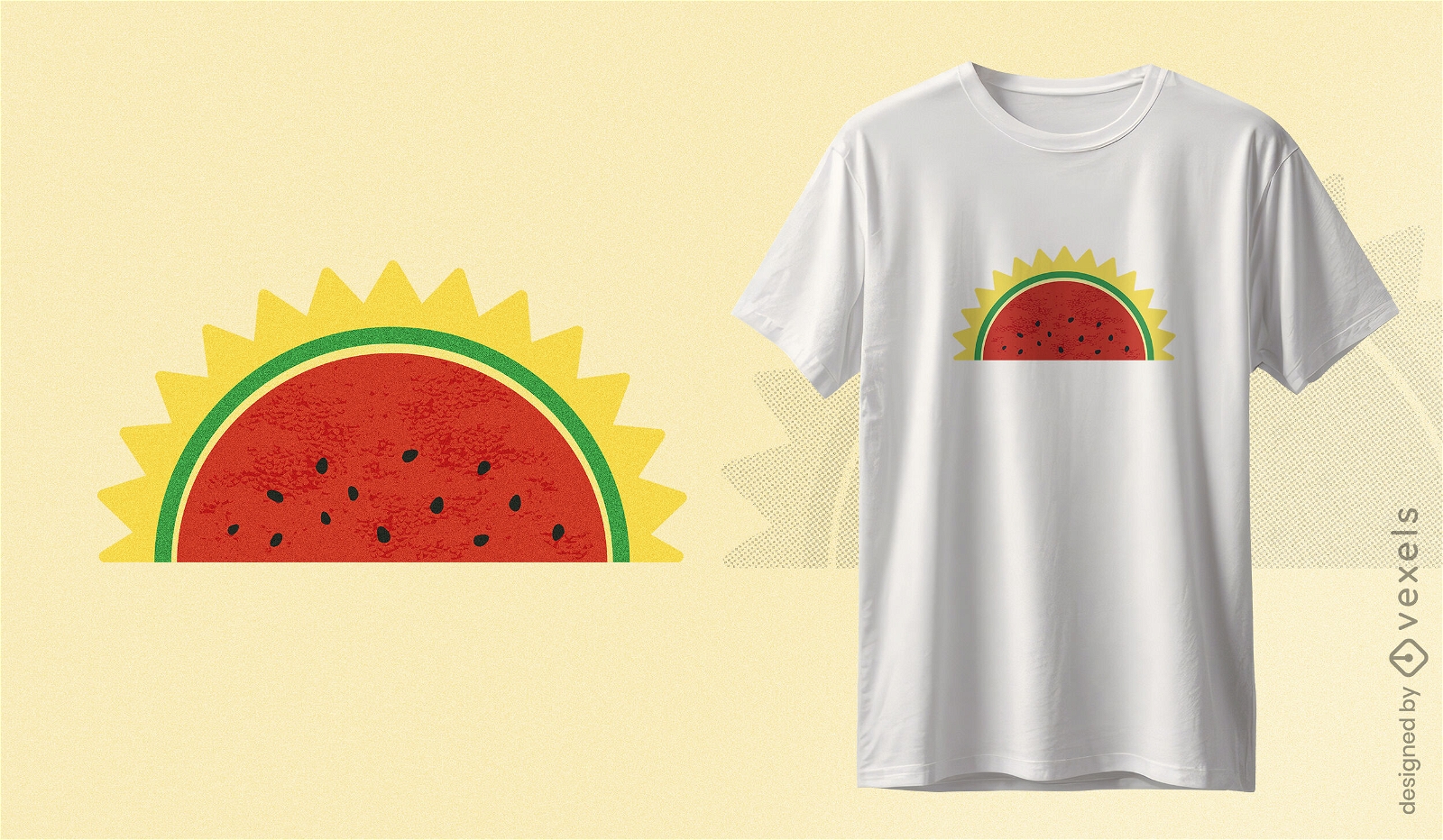 Diseño de camiseta de sol de sandía.
