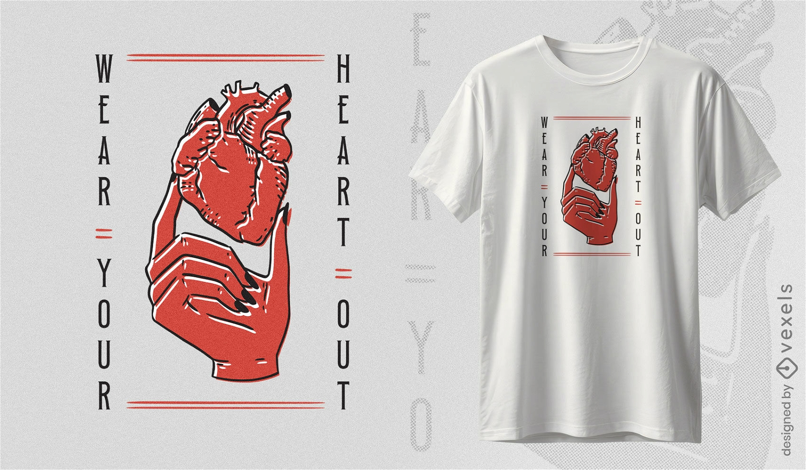 Use seu coração com design de camiseta