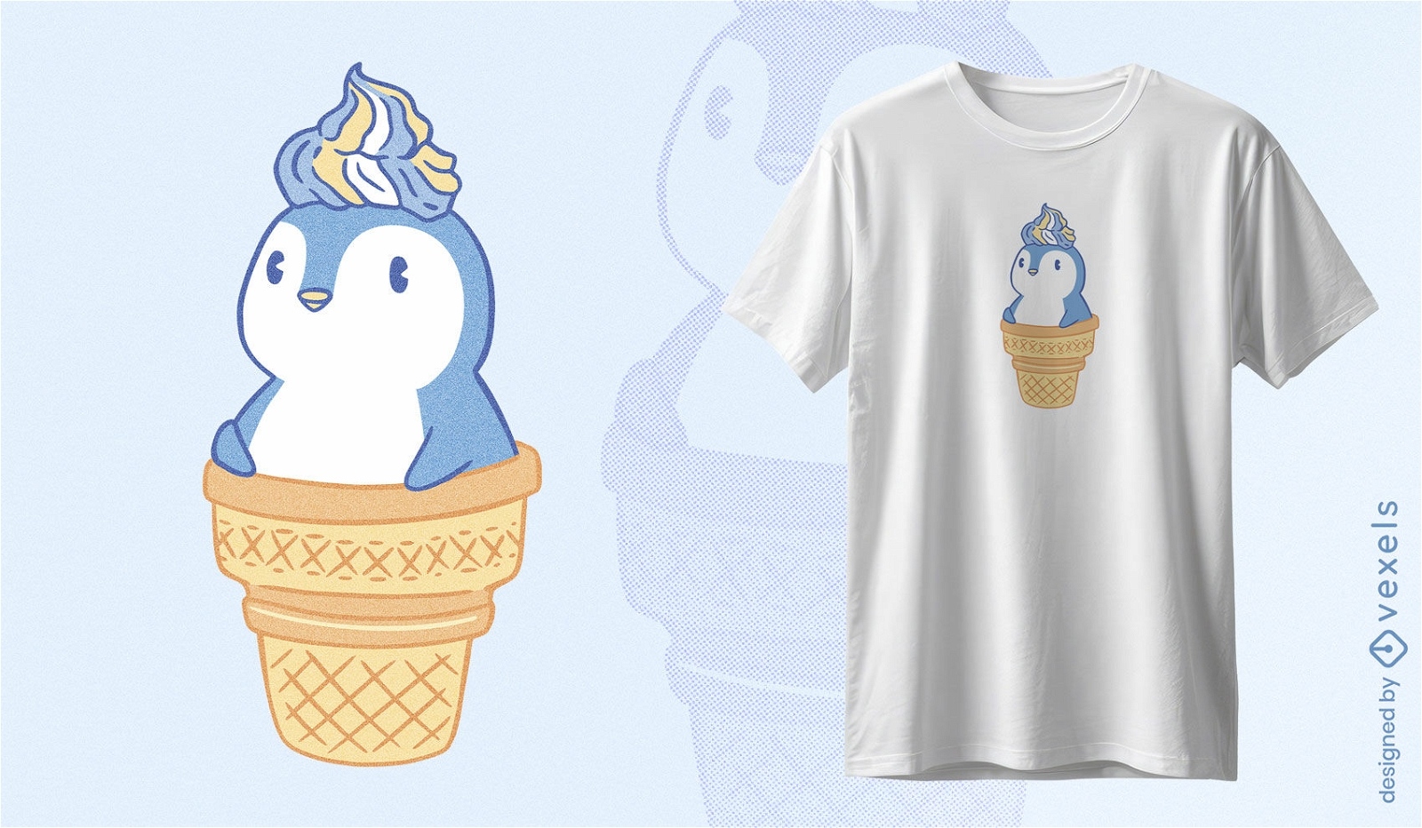 Diseño de camiseta de helado de pingüino.
