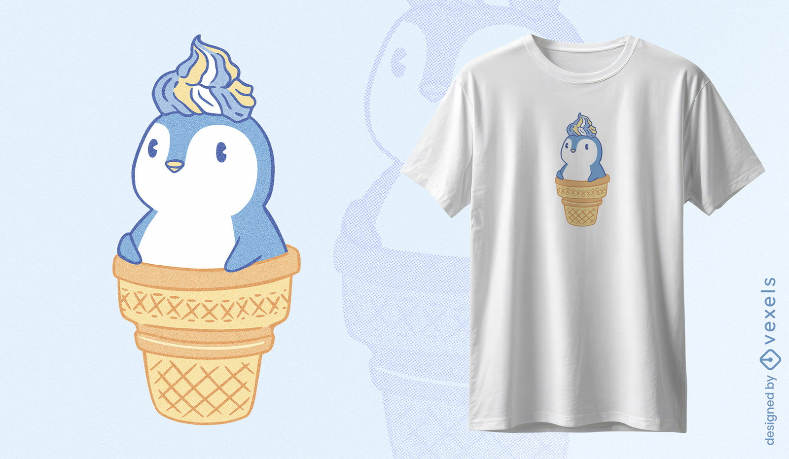 Diseño de camiseta de helado de pingüino.