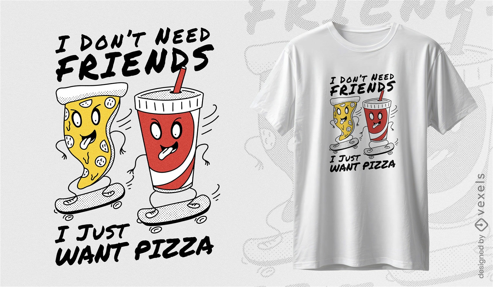 Design engra?ado de camisetas para companheiros de comida