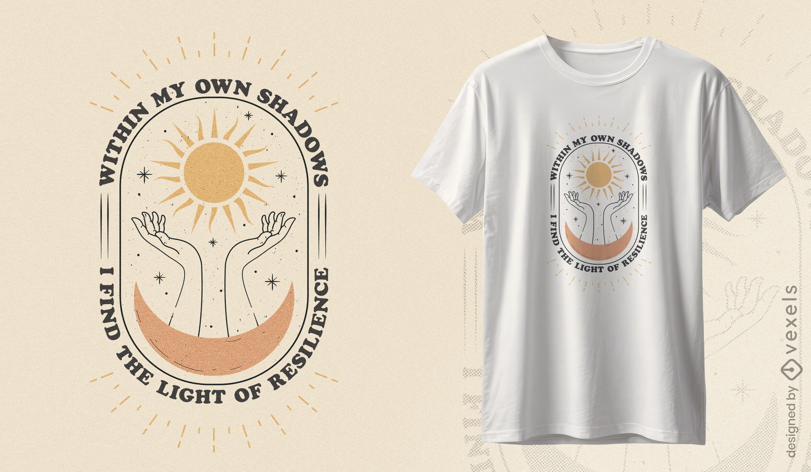 Design de camisetas com sombras irônicas e resiliência