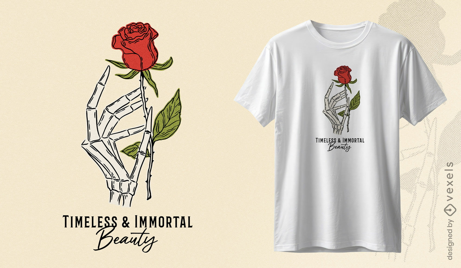 Diseño de camiseta de rosa de belleza atemporal e inmortal.