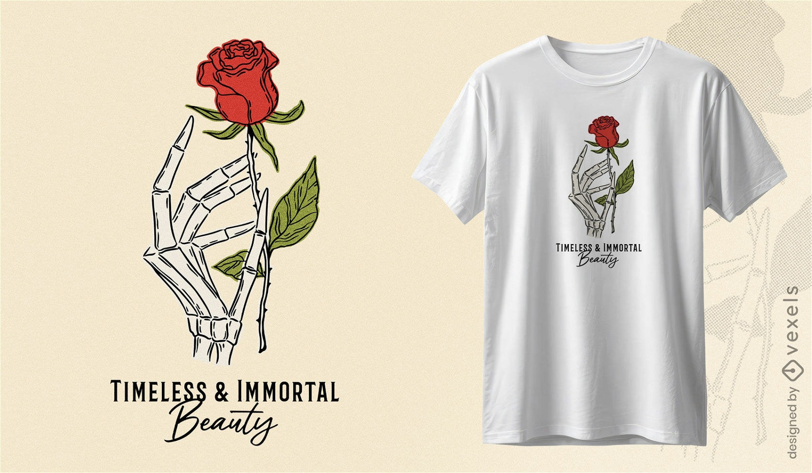 Zeitloses und unsterbliches Schönheitsrosen-T-Shirt-Design