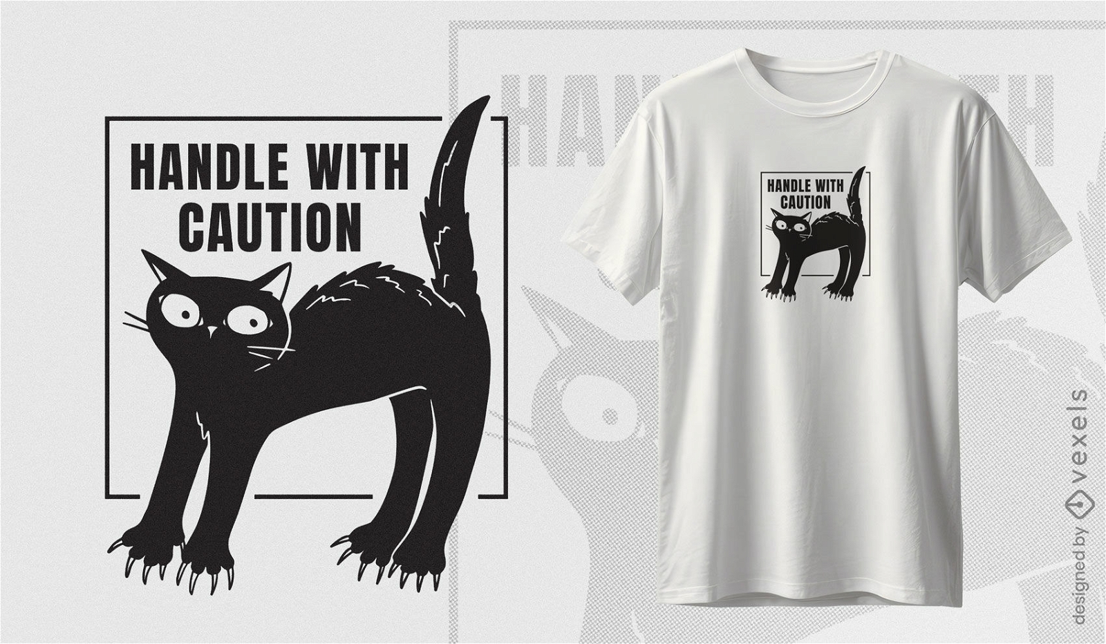 Manuseie com cuidado o design de uma camiseta para gatos