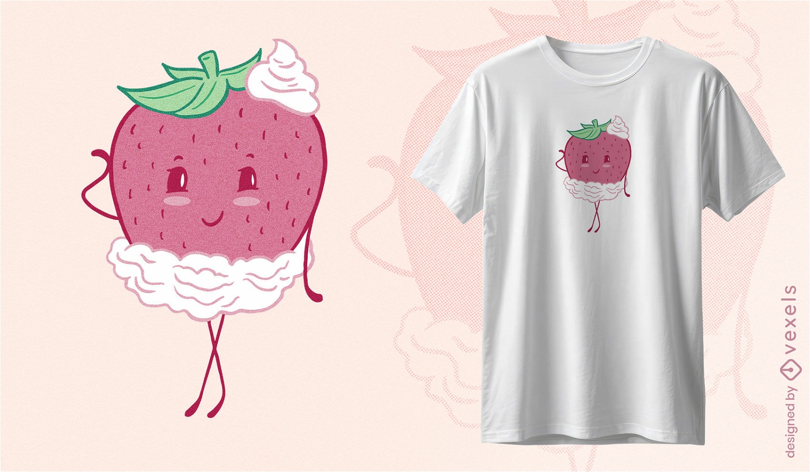 Diseño de camiseta fresa con crema.