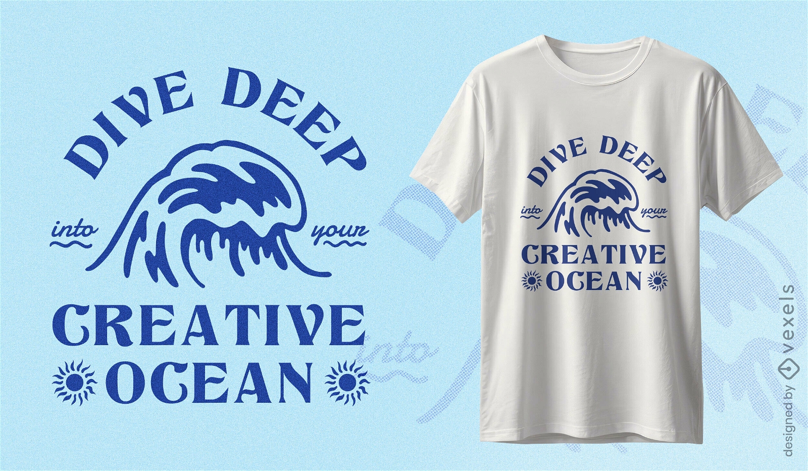 Design criativo de camisetas com ondas do mar