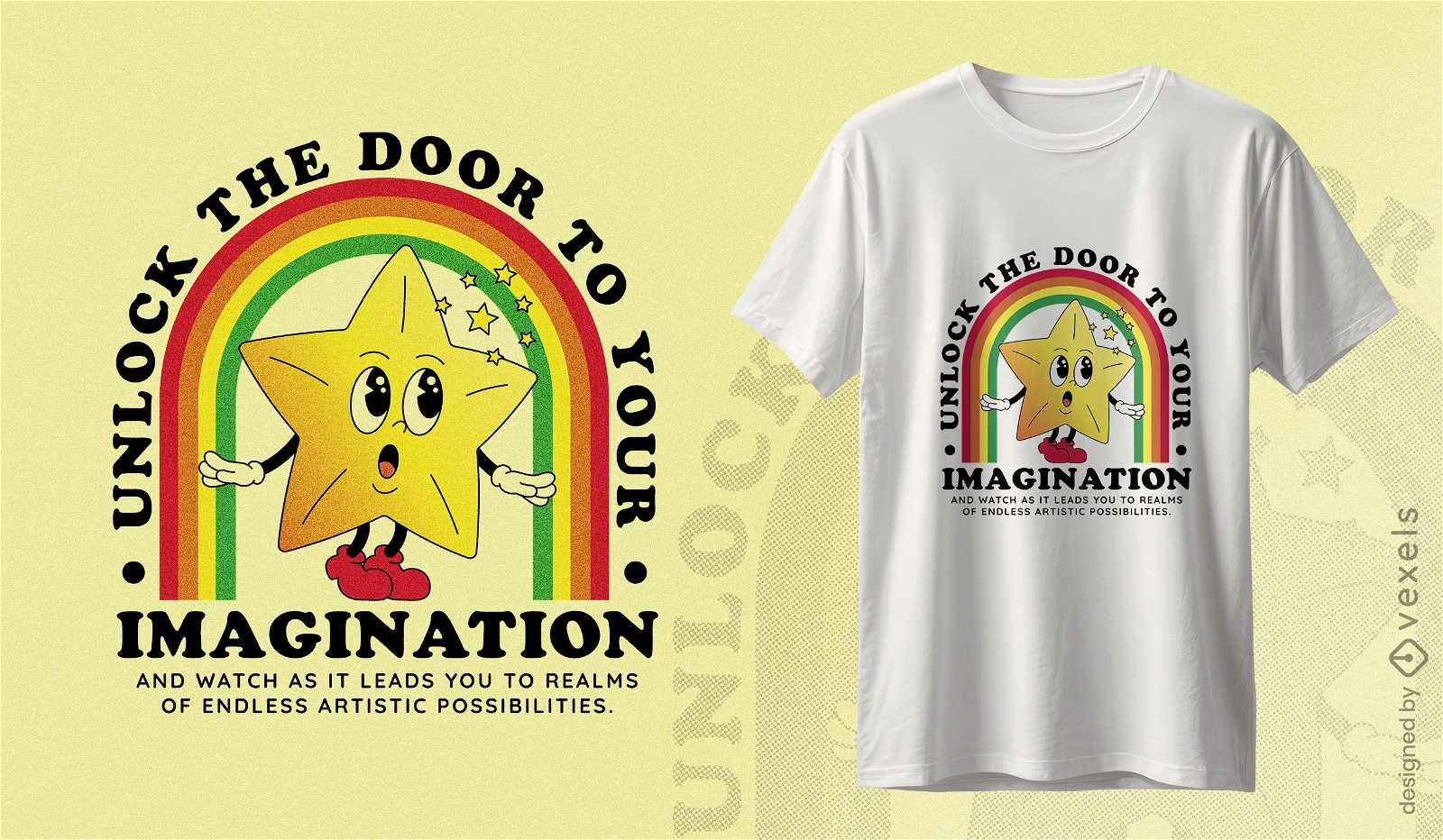 Diseño de camiseta estrella de la puerta de la imaginación.