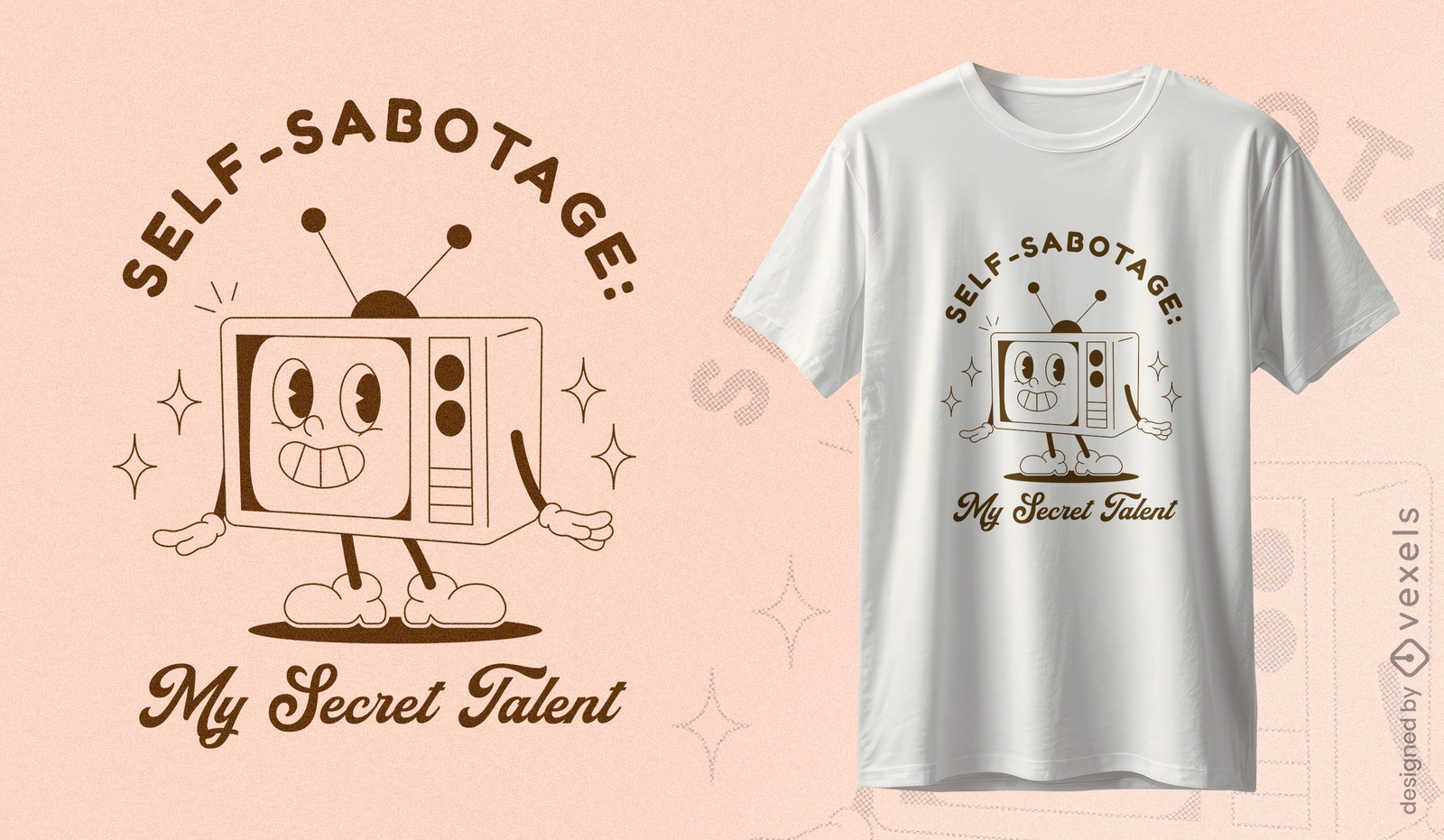 Design de camiseta de auto-sabotagem para televis?o